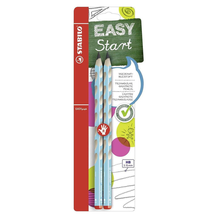 STABILO EASYgraph Blue Right-Handed Ergonomic HB Pencil - Pack of 2