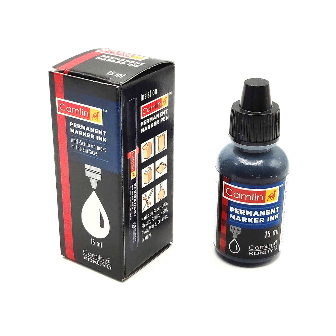 A Pack of 15 ml Camlin Permanent Marker Ink Black Colour.
