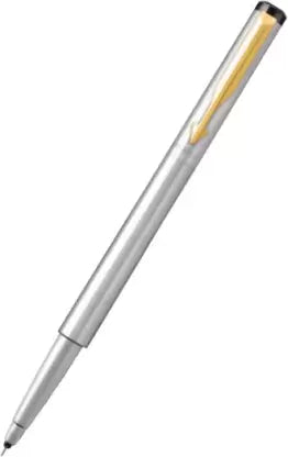 Parker Vector Stainless Steel With Gold Trim Roller Ball Pen - Bbag | India’s Best Online Stationery Store