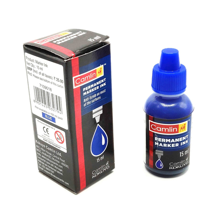 A Pack of 15 ml Camlin Permanent Marker Ink Blue in Colour 