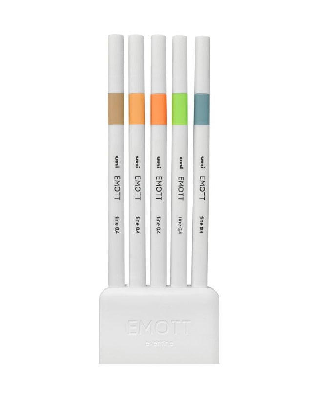 Uniball Emotte Ever Fine Color Pen -Beige 45 -Light Orange 54 -Bright Yellow 3 -Light Green 5 -Saxe Blue 79 NO.6