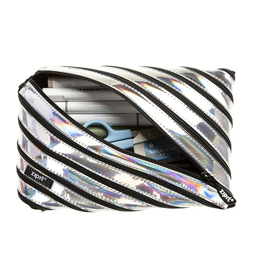 ZIPIT Metallic Big Pencil Case Silver Bbag | India’s Best Online Stationery Store